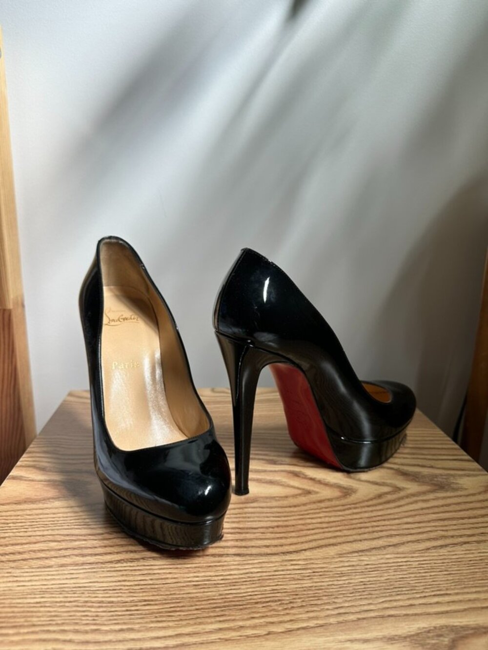 Christian Louboutin Black Patent Leather Platform Pumps Size 39